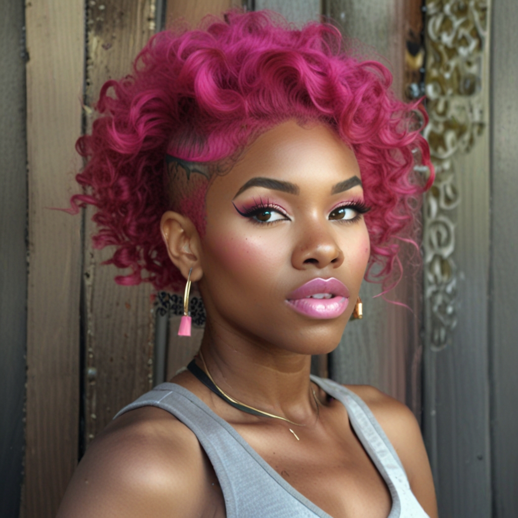 Pink Curls with Shaved Sides