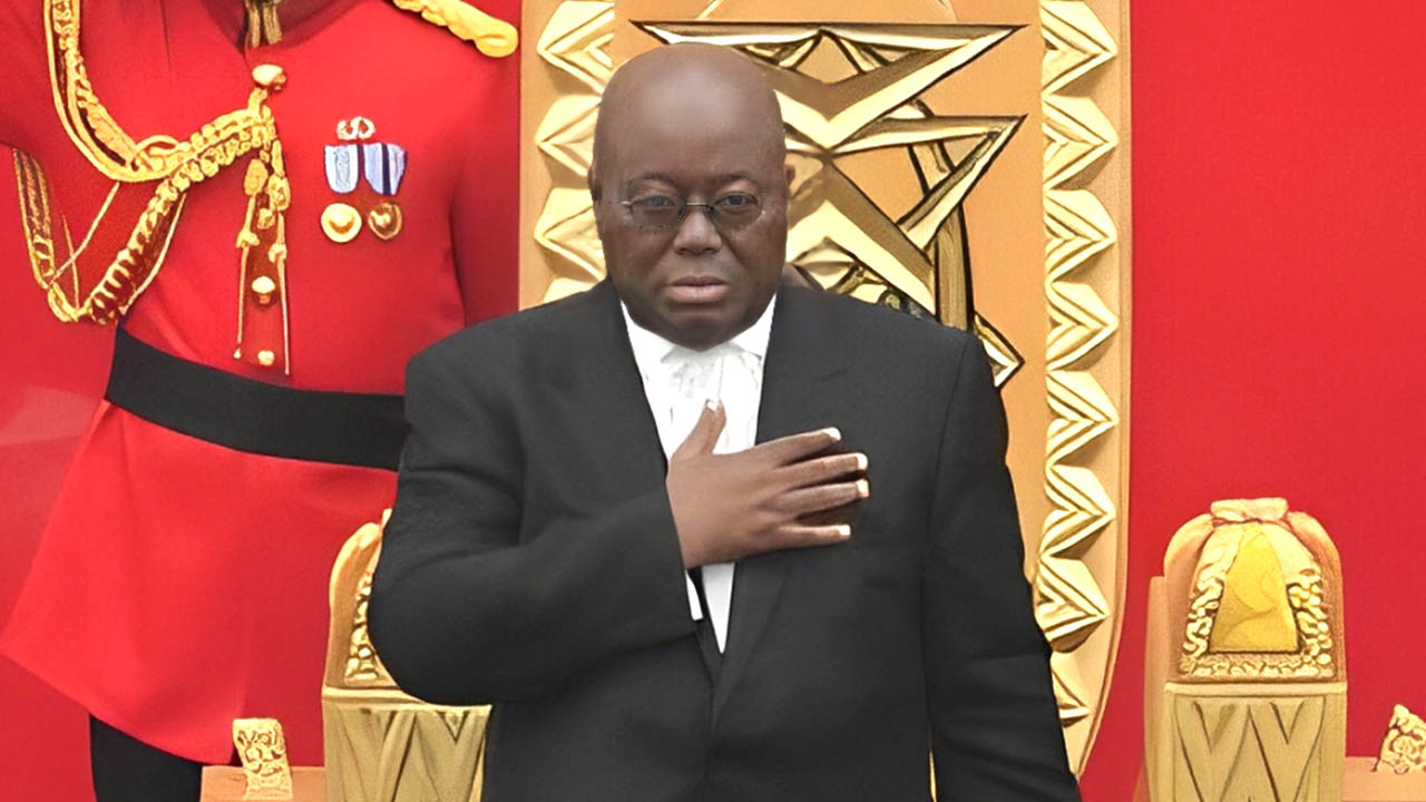 Former President of Ghana Nana Akufo-Addo reciting the National Pledge.